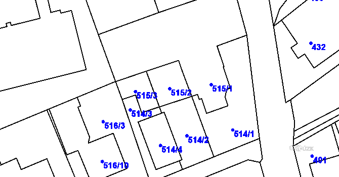 Parcela st. 515/2 v KÚ Ludgeřovice, Katastrální mapa