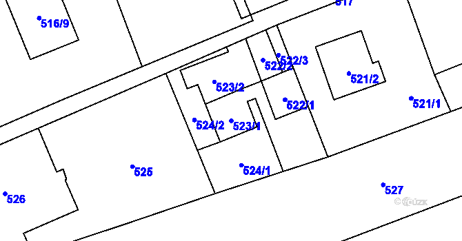Parcela st. 523/1 v KÚ Ludgeřovice, Katastrální mapa