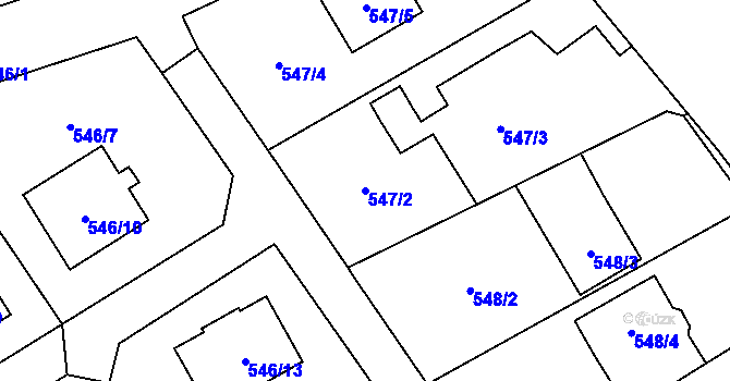 Parcela st. 547/2 v KÚ Ludgeřovice, Katastrální mapa