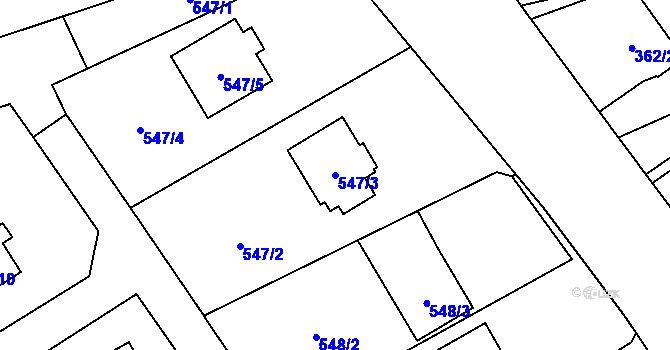 Parcela st. 547/3 v KÚ Ludgeřovice, Katastrální mapa