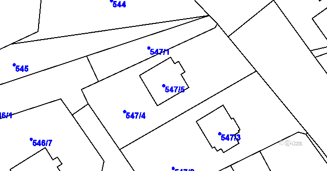 Parcela st. 547/5 v KÚ Ludgeřovice, Katastrální mapa
