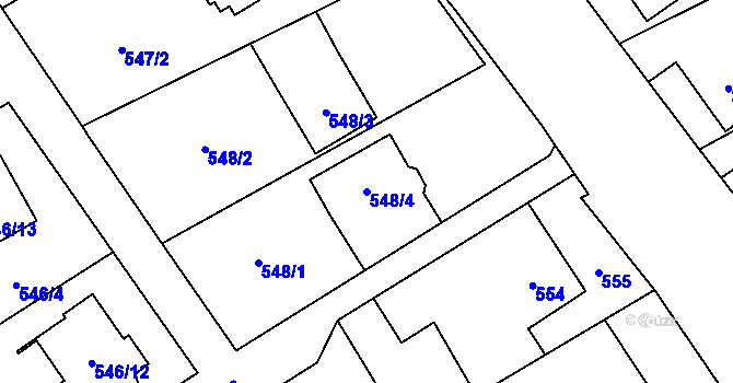 Parcela st. 548/4 v KÚ Ludgeřovice, Katastrální mapa