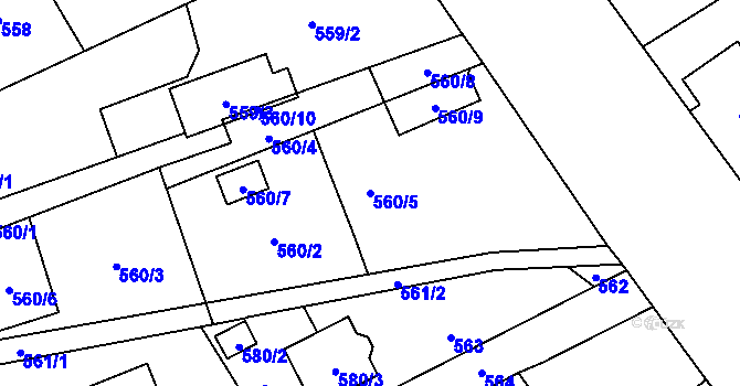 Parcela st. 560/5 v KÚ Ludgeřovice, Katastrální mapa