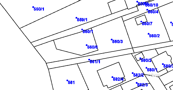 Parcela st. 560/6 v KÚ Ludgeřovice, Katastrální mapa