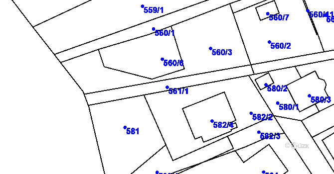 Parcela st. 561/1 v KÚ Ludgeřovice, Katastrální mapa