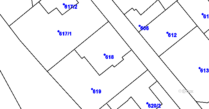 Parcela st. 618 v KÚ Ludgeřovice, Katastrální mapa