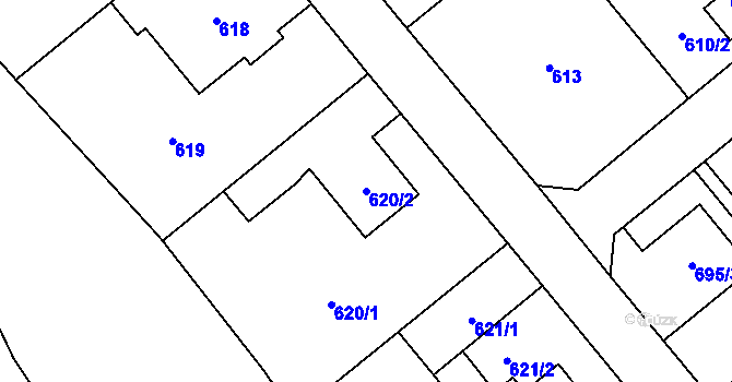 Parcela st. 620/2 v KÚ Ludgeřovice, Katastrální mapa