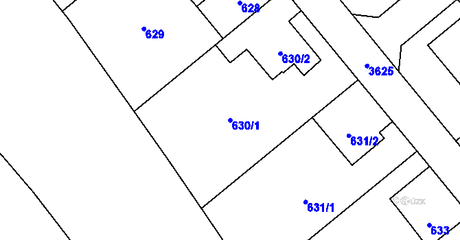Parcela st. 630/1 v KÚ Ludgeřovice, Katastrální mapa