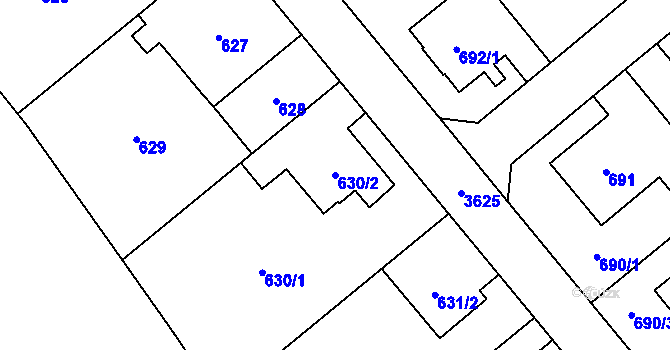 Parcela st. 630/2 v KÚ Ludgeřovice, Katastrální mapa