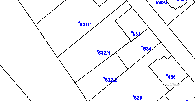 Parcela st. 632/1 v KÚ Ludgeřovice, Katastrální mapa