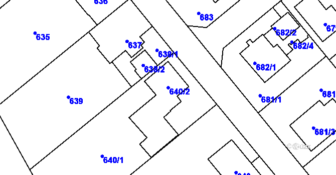 Parcela st. 640/2 v KÚ Ludgeřovice, Katastrální mapa