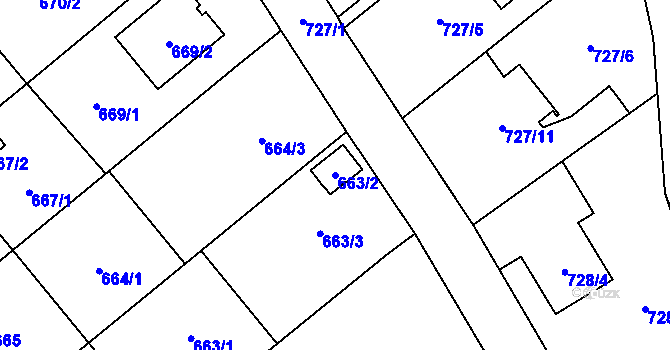 Parcela st. 663/2 v KÚ Ludgeřovice, Katastrální mapa