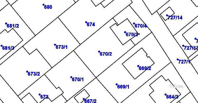 Parcela st. 670/2 v KÚ Ludgeřovice, Katastrální mapa