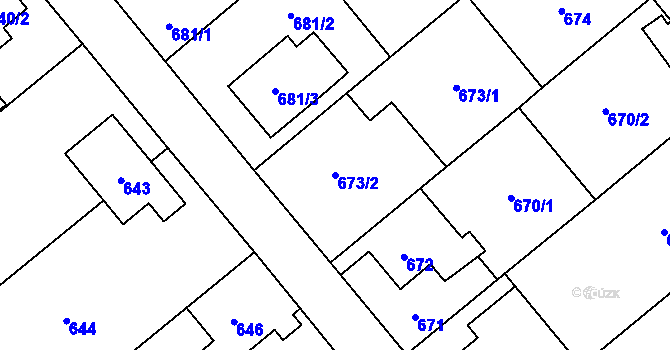Parcela st. 673/2 v KÚ Ludgeřovice, Katastrální mapa