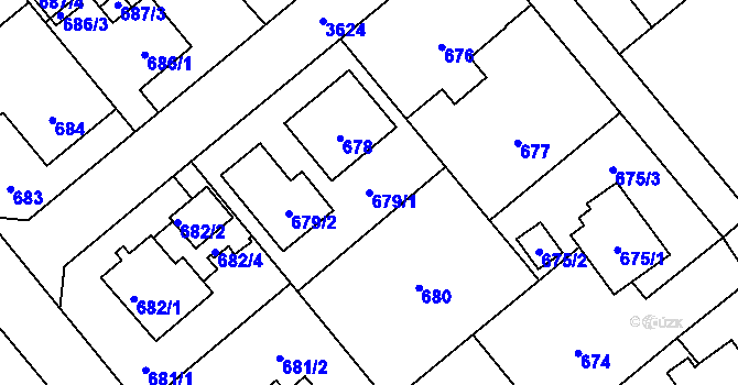 Parcela st. 679/1 v KÚ Ludgeřovice, Katastrální mapa