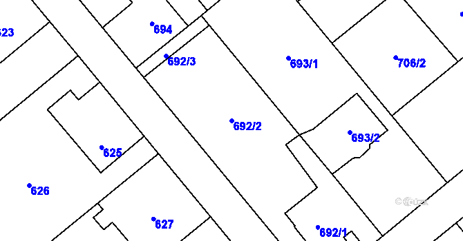 Parcela st. 692/2 v KÚ Ludgeřovice, Katastrální mapa