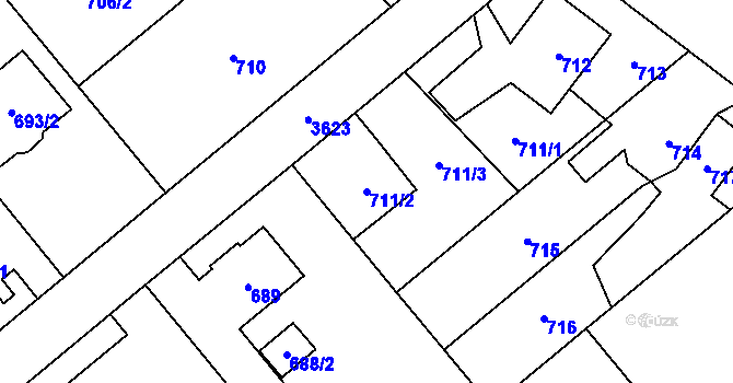 Parcela st. 711/2 v KÚ Ludgeřovice, Katastrální mapa