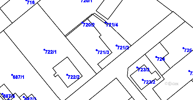 Parcela st. 721/3 v KÚ Ludgeřovice, Katastrální mapa