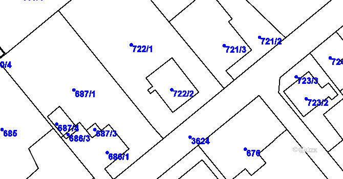 Parcela st. 722/2 v KÚ Ludgeřovice, Katastrální mapa
