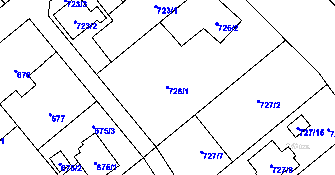 Parcela st. 726/1 v KÚ Ludgeřovice, Katastrální mapa