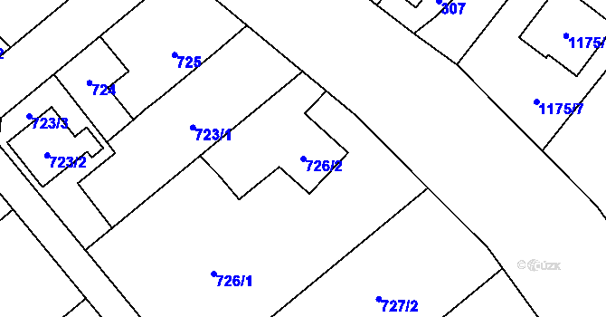 Parcela st. 726/2 v KÚ Ludgeřovice, Katastrální mapa
