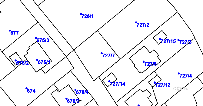 Parcela st. 727/7 v KÚ Ludgeřovice, Katastrální mapa