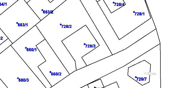 Parcela st. 728/3 v KÚ Ludgeřovice, Katastrální mapa
