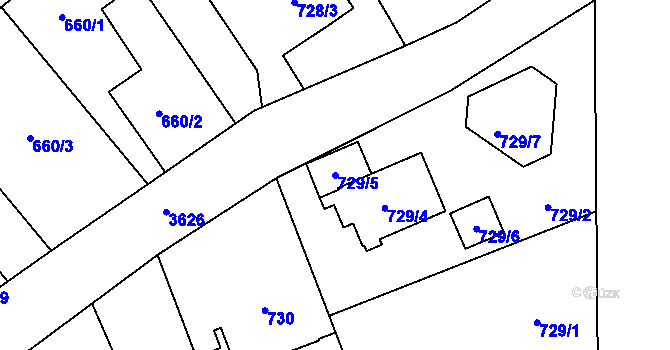 Parcela st. 729/5 v KÚ Ludgeřovice, Katastrální mapa