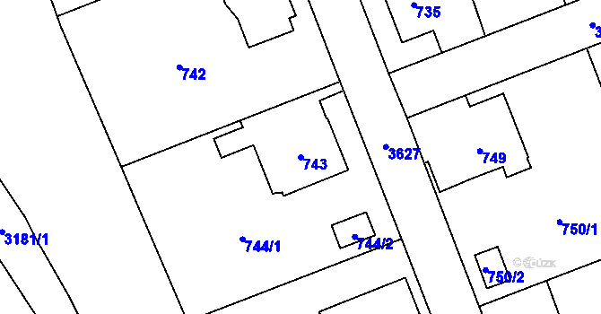 Parcela st. 743 v KÚ Ludgeřovice, Katastrální mapa