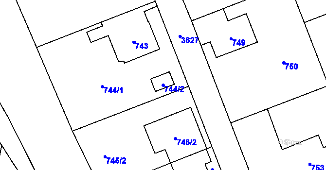 Parcela st. 744/2 v KÚ Ludgeřovice, Katastrální mapa