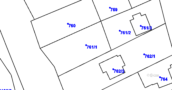 Parcela st. 761/1 v KÚ Ludgeřovice, Katastrální mapa