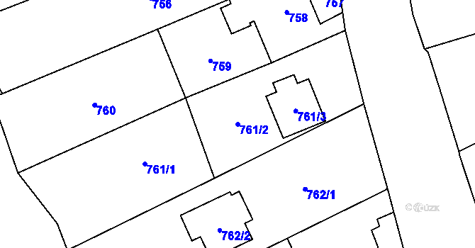 Parcela st. 761/2 v KÚ Ludgeřovice, Katastrální mapa