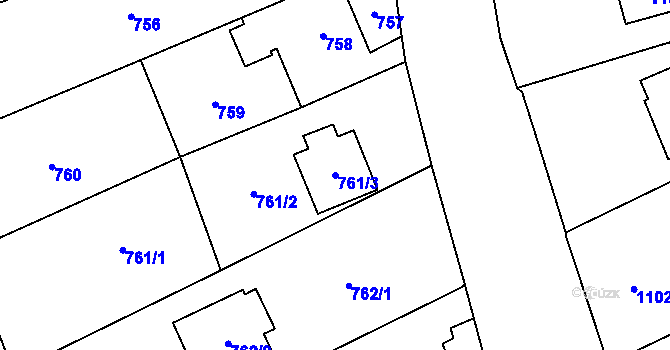 Parcela st. 761/3 v KÚ Ludgeřovice, Katastrální mapa