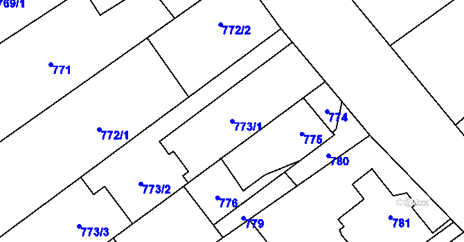 Parcela st. 773/1 v KÚ Ludgeřovice, Katastrální mapa