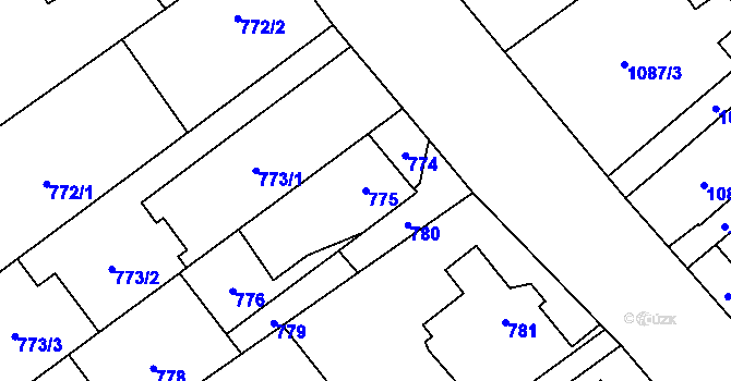 Parcela st. 775 v KÚ Ludgeřovice, Katastrální mapa