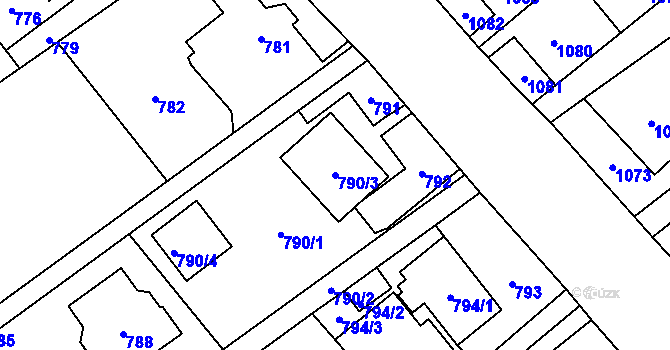 Parcela st. 790/3 v KÚ Ludgeřovice, Katastrální mapa