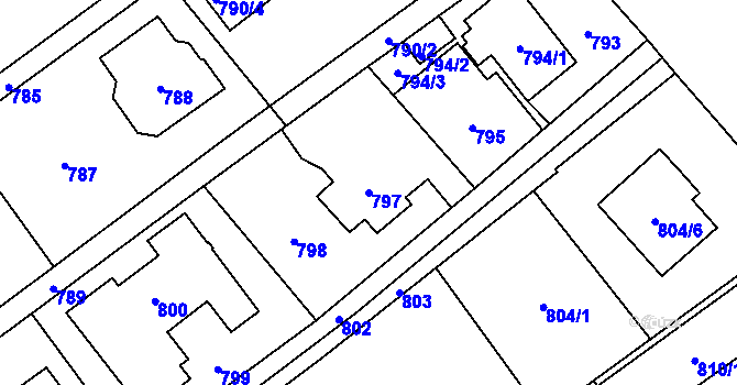 Parcela st. 797 v KÚ Ludgeřovice, Katastrální mapa