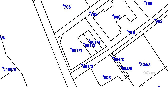Parcela st. 801/3 v KÚ Ludgeřovice, Katastrální mapa