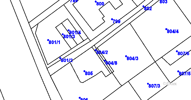 Parcela st. 804/2 v KÚ Ludgeřovice, Katastrální mapa