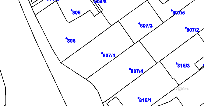 Parcela st. 807/1 v KÚ Ludgeřovice, Katastrální mapa