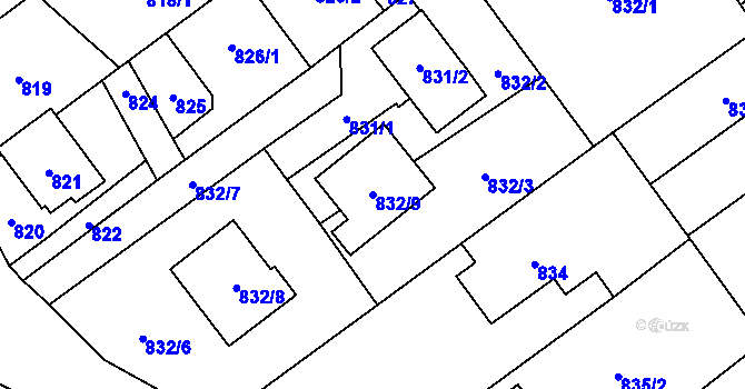 Parcela st. 832/9 v KÚ Ludgeřovice, Katastrální mapa