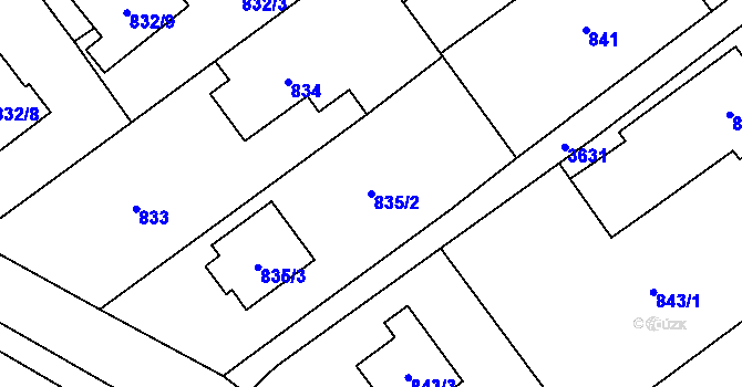 Parcela st. 835/2 v KÚ Ludgeřovice, Katastrální mapa