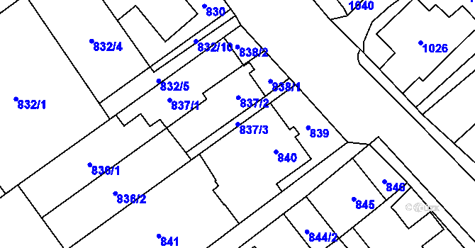 Parcela st. 837/3 v KÚ Ludgeřovice, Katastrální mapa