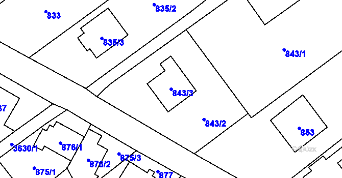 Parcela st. 843/3 v KÚ Ludgeřovice, Katastrální mapa
