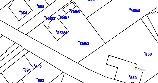 Parcela st. 858/2 v KÚ Ludgeřovice, Katastrální mapa
