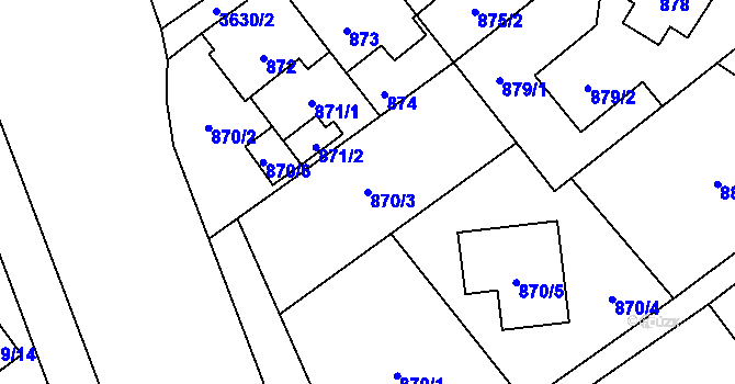 Parcela st. 870/3 v KÚ Ludgeřovice, Katastrální mapa