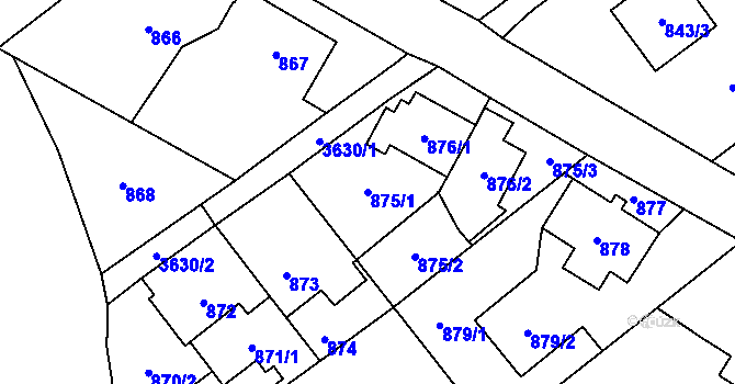 Parcela st. 875/1 v KÚ Ludgeřovice, Katastrální mapa