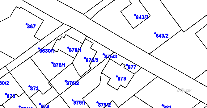 Parcela st. 875/3 v KÚ Ludgeřovice, Katastrální mapa