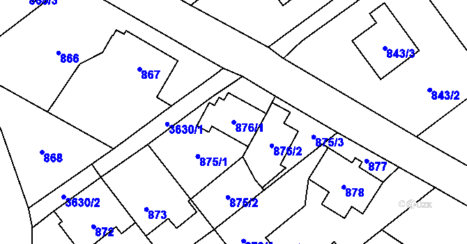 Parcela st. 876/1 v KÚ Ludgeřovice, Katastrální mapa