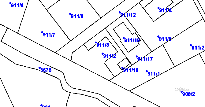 Parcela st. 911/2 v KÚ Ludgeřovice, Katastrální mapa
